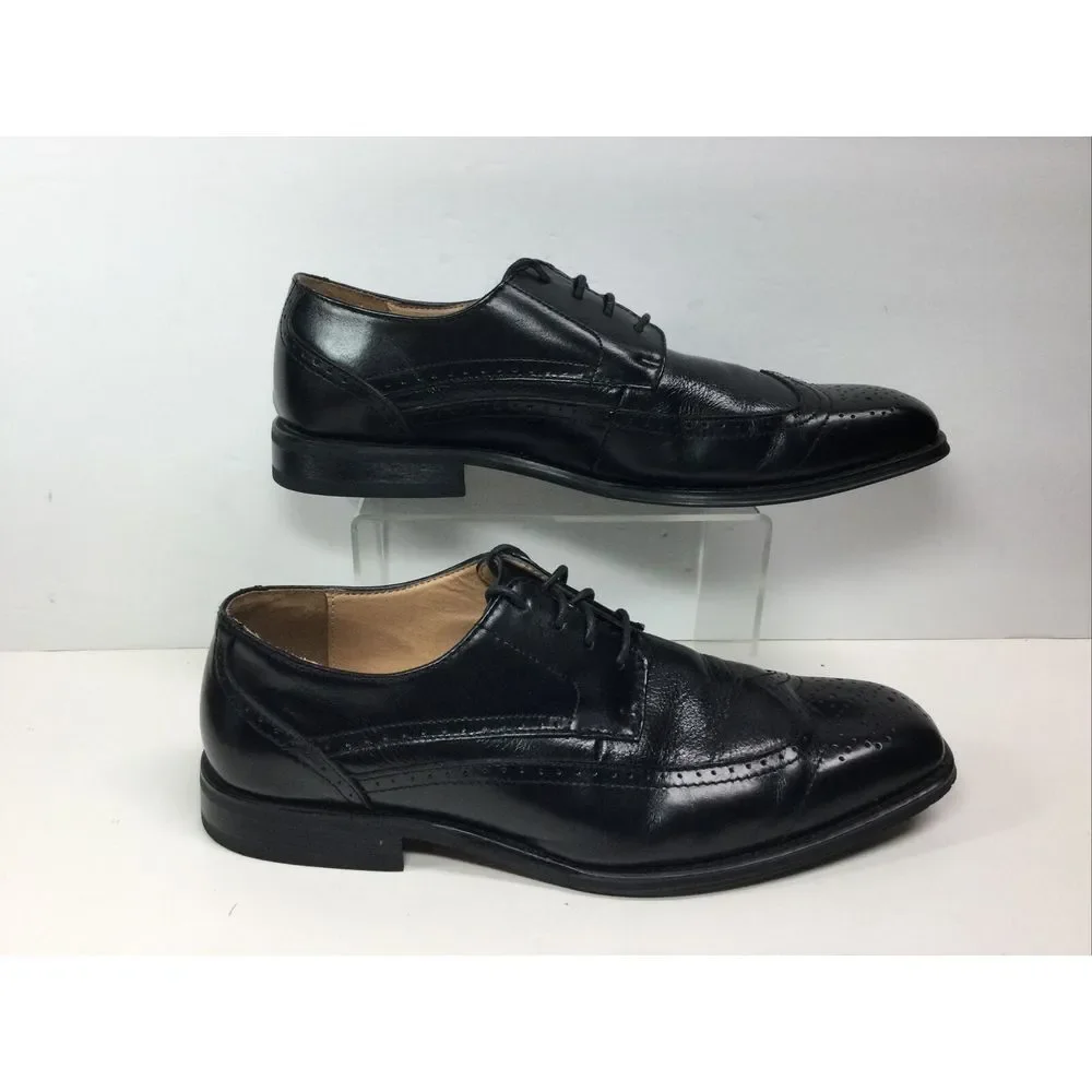 La Milano Wingtip Shoes Mens Size 10‎ M Black Leather Oxfords Dress